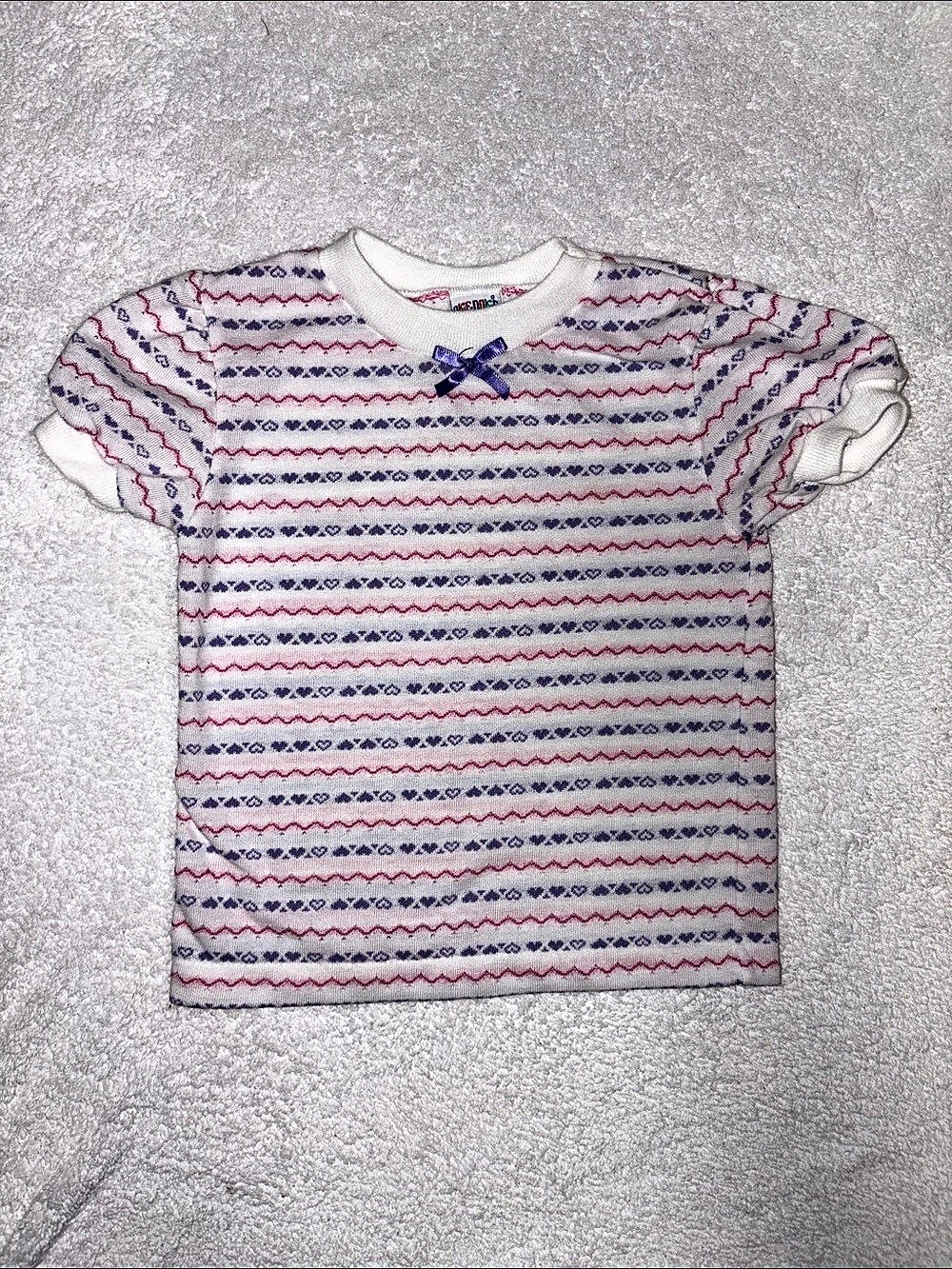 Okie dokie vintage Girls Short Sleeve Geometric heart pink purple Top Size 3